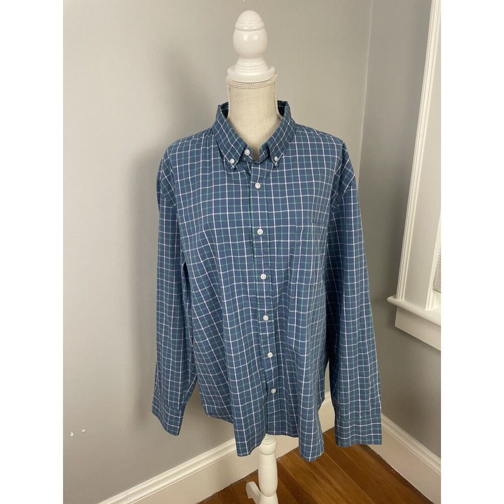 J Crew Shirt Men XXL Blue Casual Button Down Slim Untucked Plaid Vintage